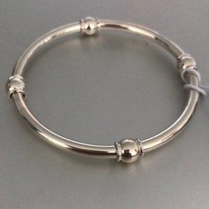 Seed and Sage Bangle Sterling Silver 925 Polished Bracelet 4 beads